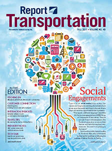 Report on Transportation front cover showing a graphic of social networks