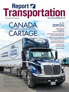 Report on Transportation front cover showing a Canada Cartage truck