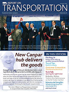 Report on Transportation front cover showing a ribbon-cutting ceremony
